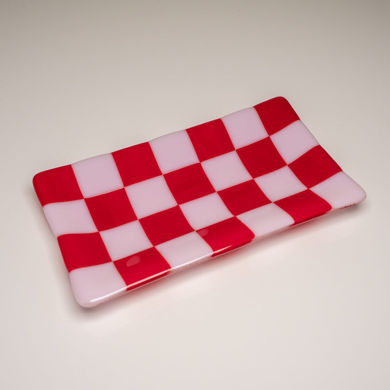 Chequered Dual Coloured Glass Tray 21 x 12cm