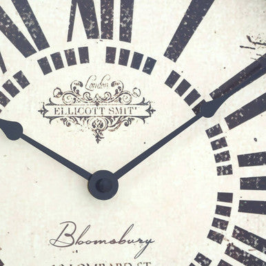White Antique Finish Wall Clock with Roman Numerals