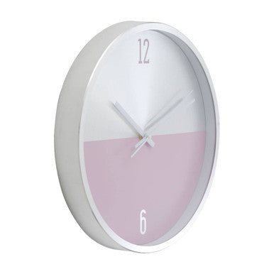 Silver and Pink Wall Clock