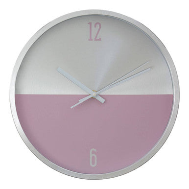 Silver and Pink Wall Clock