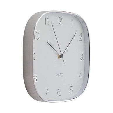 Square Silver Finish Wall Clock