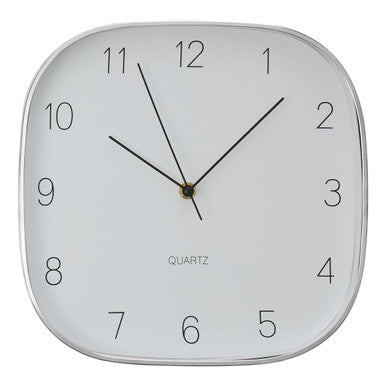 Square Silver Finish Wall Clock