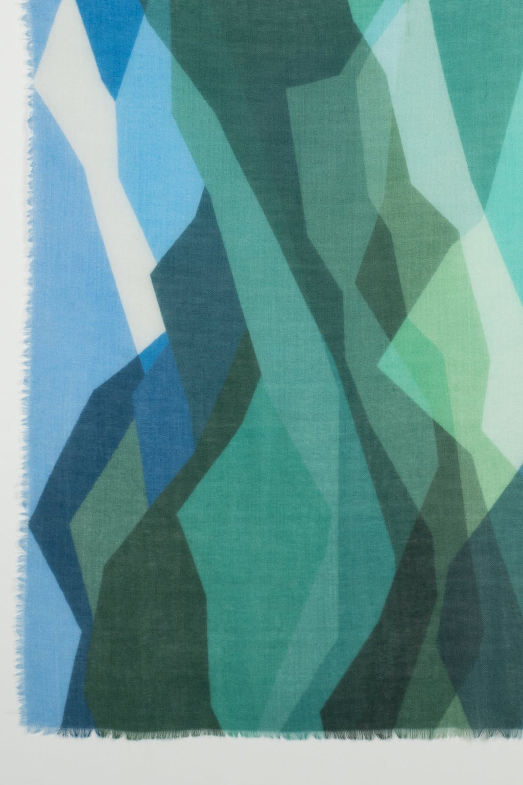 Abstract Peaks Merino Wool Scarf in Green Multi