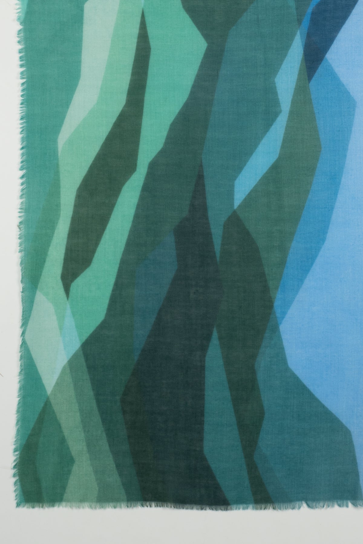 Abstract Peaks Merino Wool Scarf in Green Multi