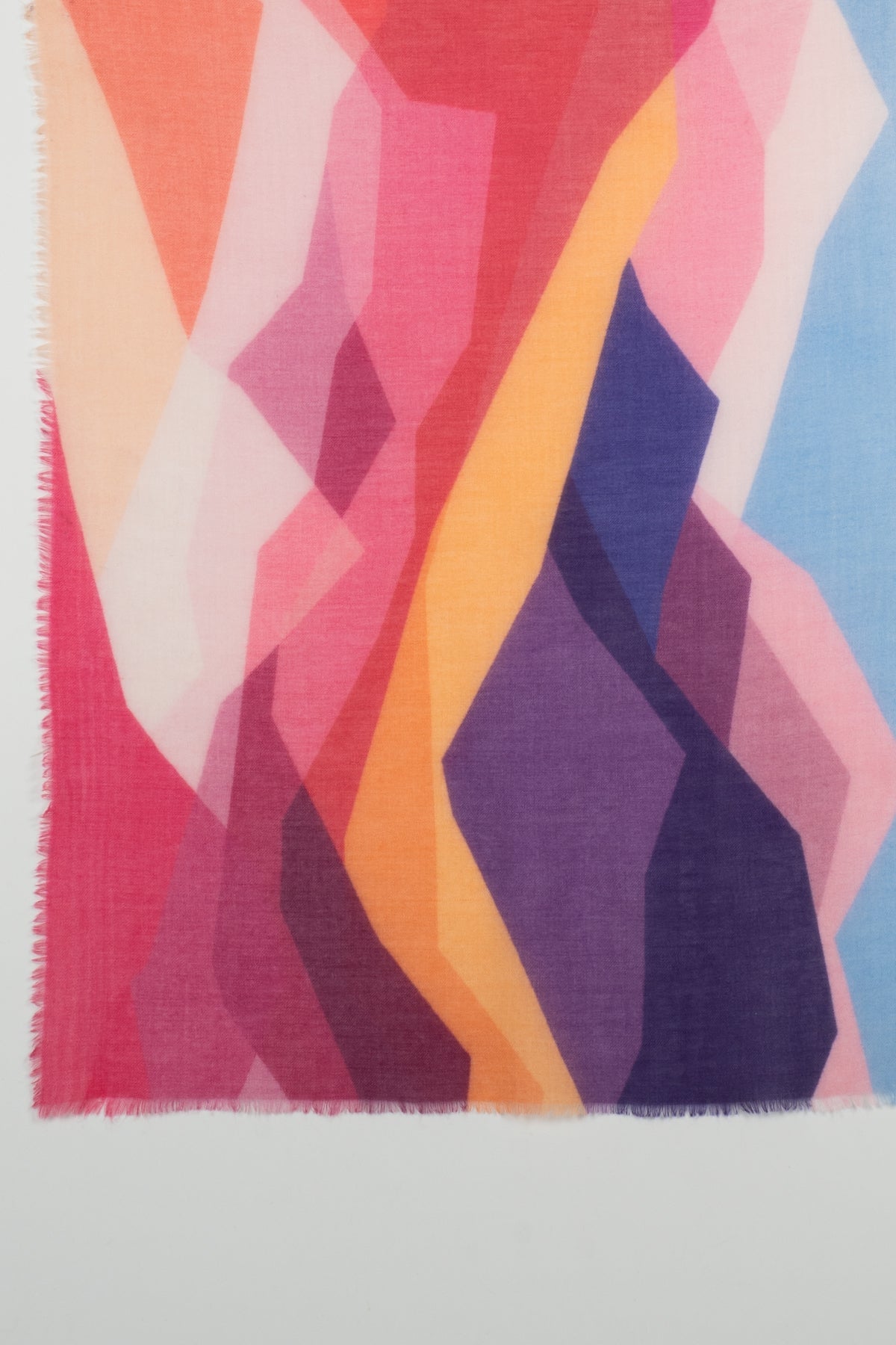 Abstract Peaks Merino Wool Scarf in Pink Multi