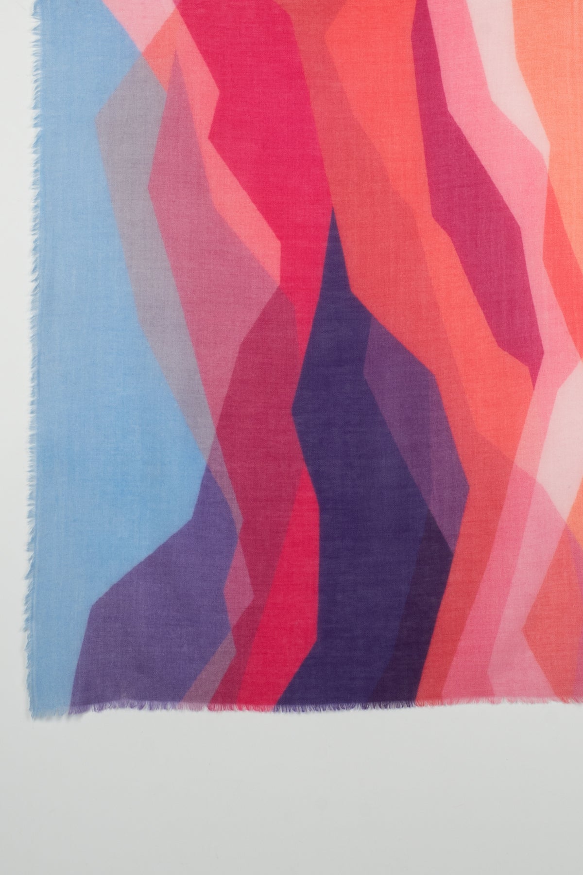 Abstract Peaks Merino Wool Scarf in Pink Multi