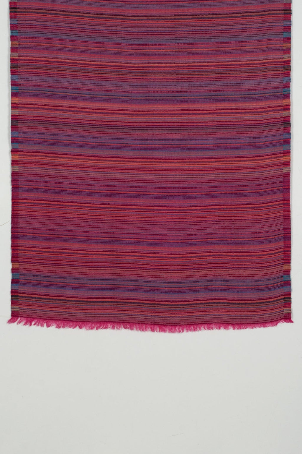 Vivid Stripes Reversible Cashmere Wool Scarf in Pink Multi