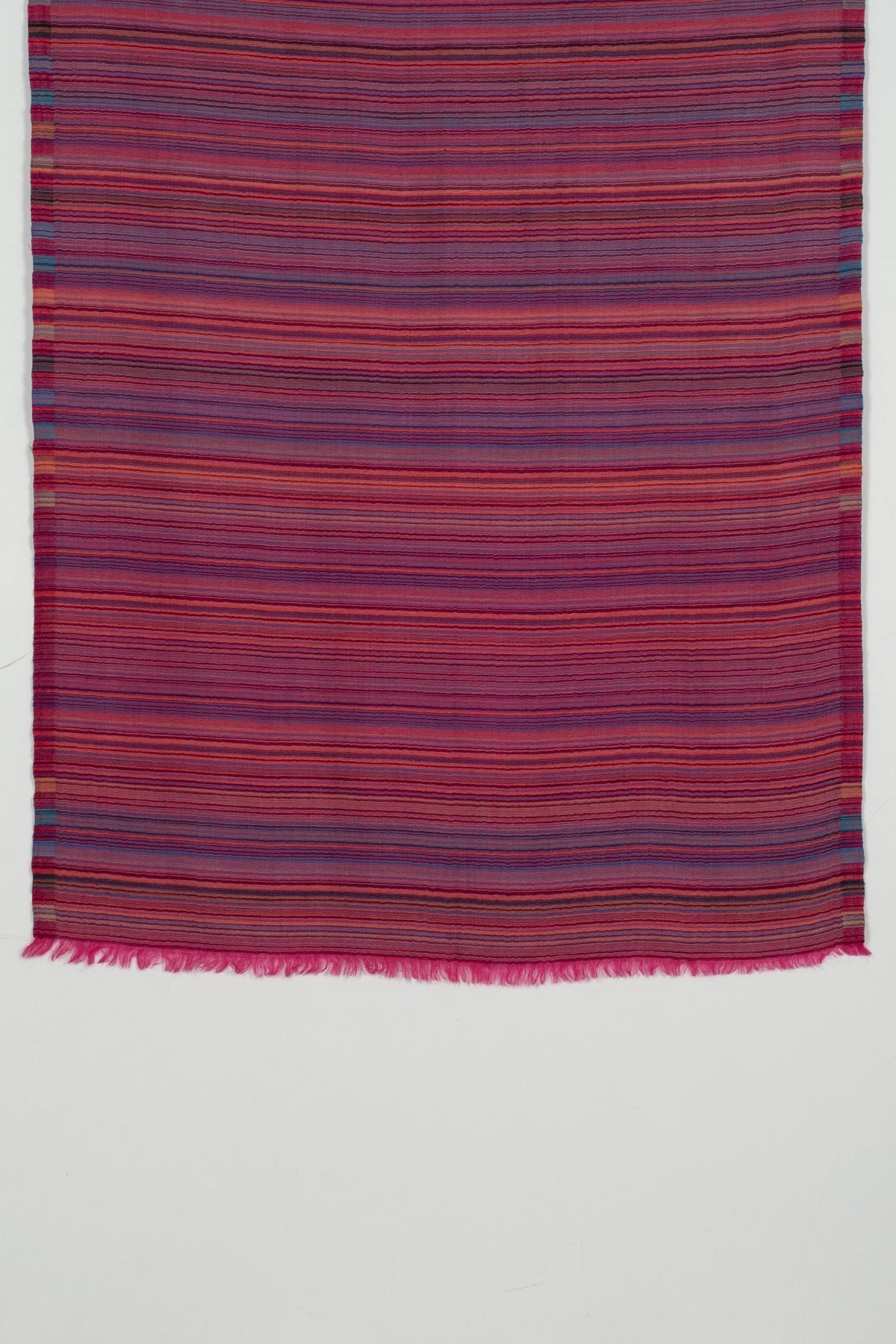 Vivid Stripes Reversible Cashmere Wool Scarf in Pink Multi