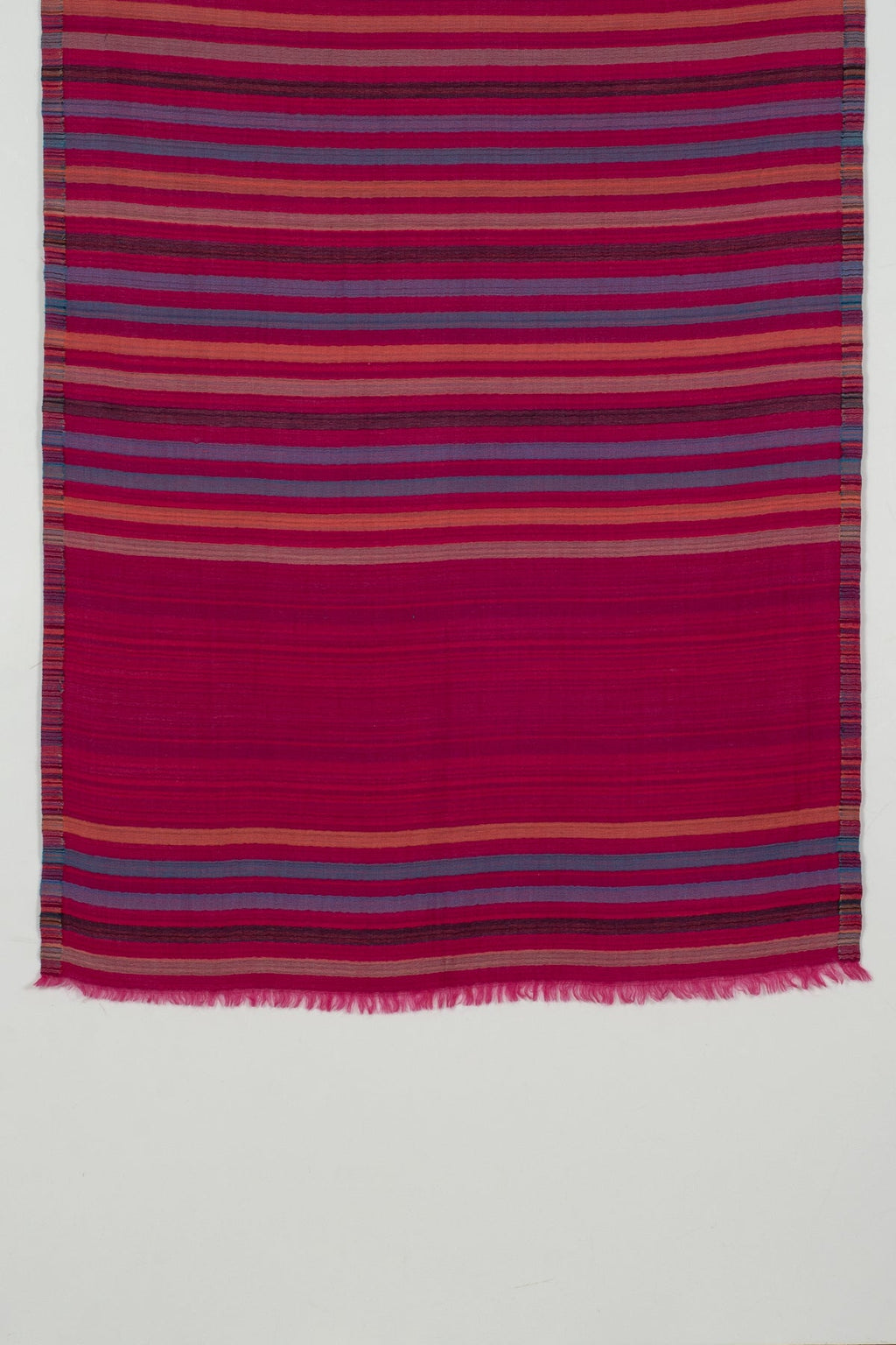 Vivid Stripes Reversible Cashmere Wool Scarf in Pink Multi