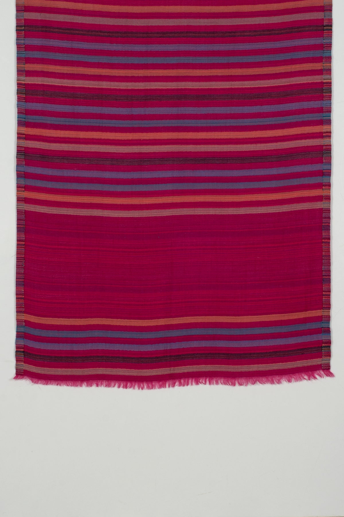 Vivid Stripes Reversible Cashmere Wool Scarf in Pink Multi