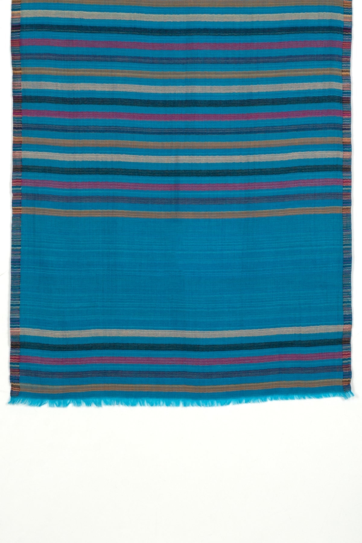 Vivid Stripes Reversible Wool Scarf in Turquoise Multi