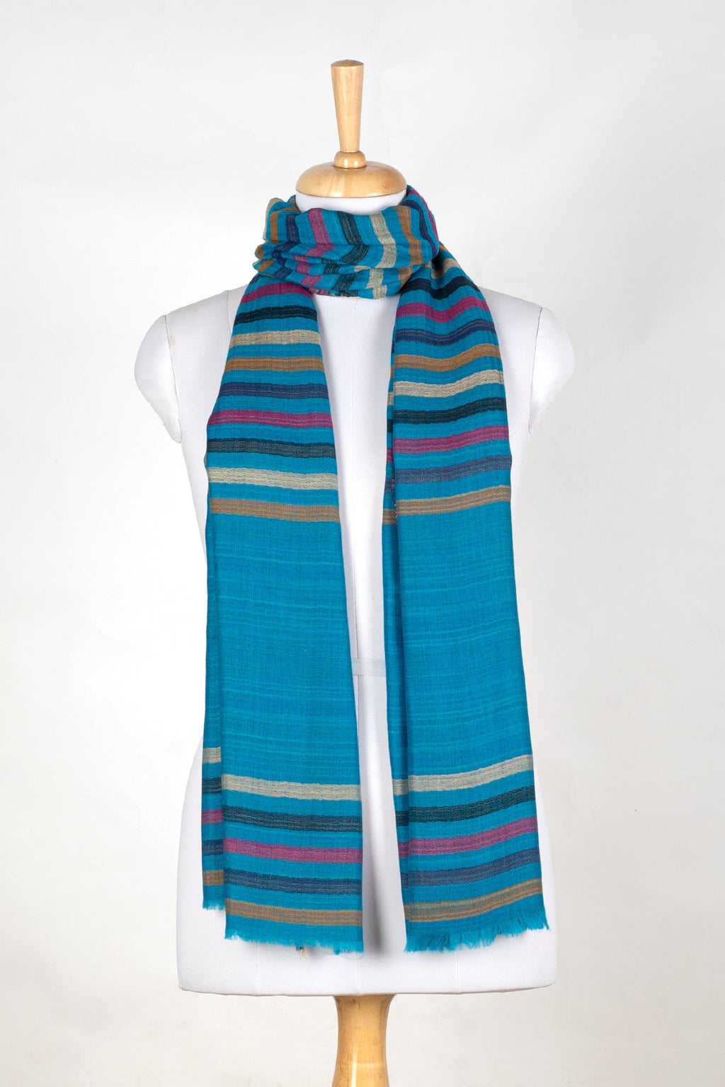 Vivid Stripes Reversible Wool Scarf in Turquoise Multi