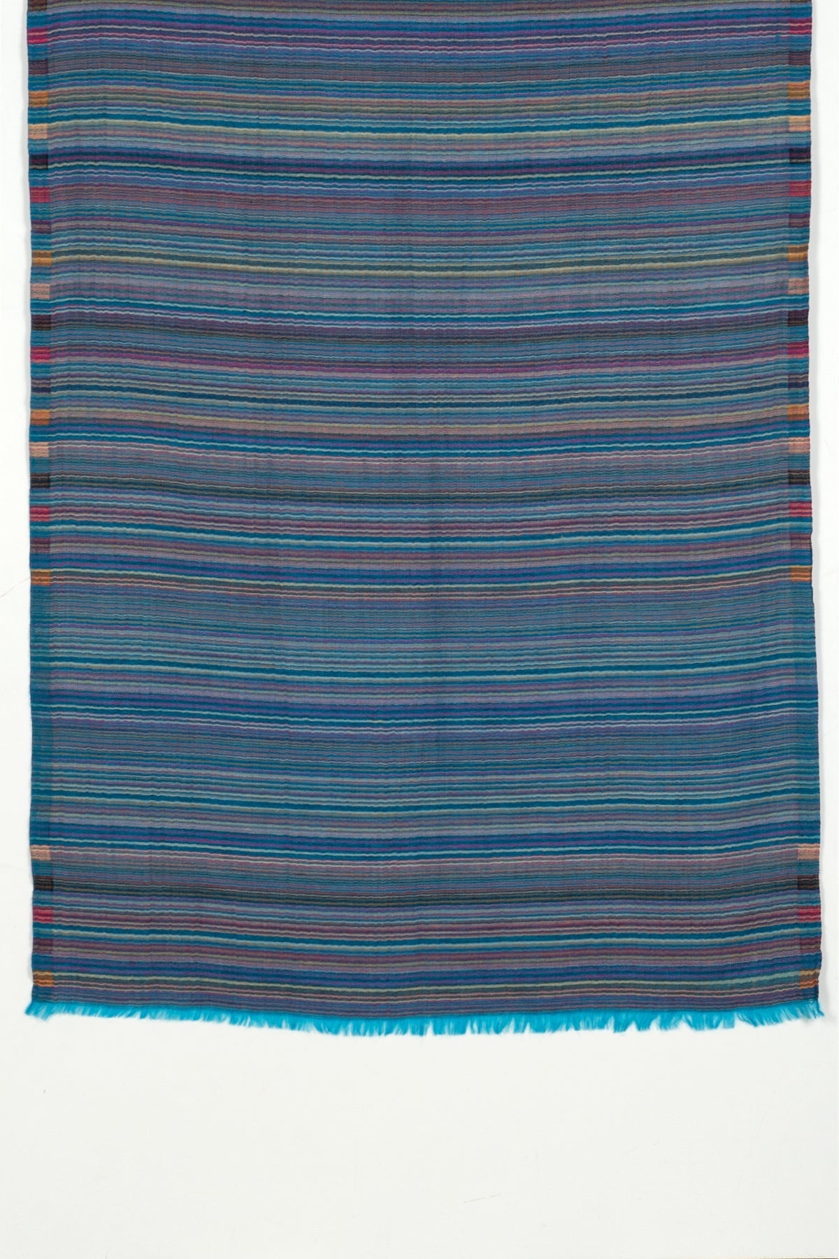 Vivid Stripes Reversible Wool Scarf in Turquoise Multi