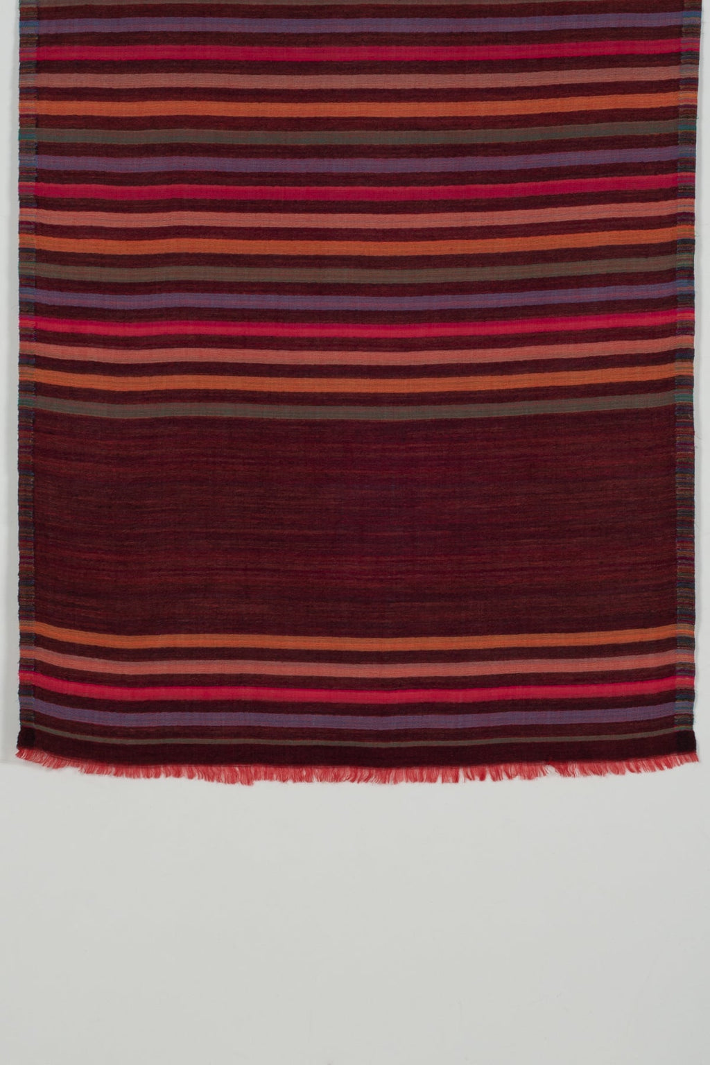 Vivid Stripes Reversible Wool Scarf in Brown