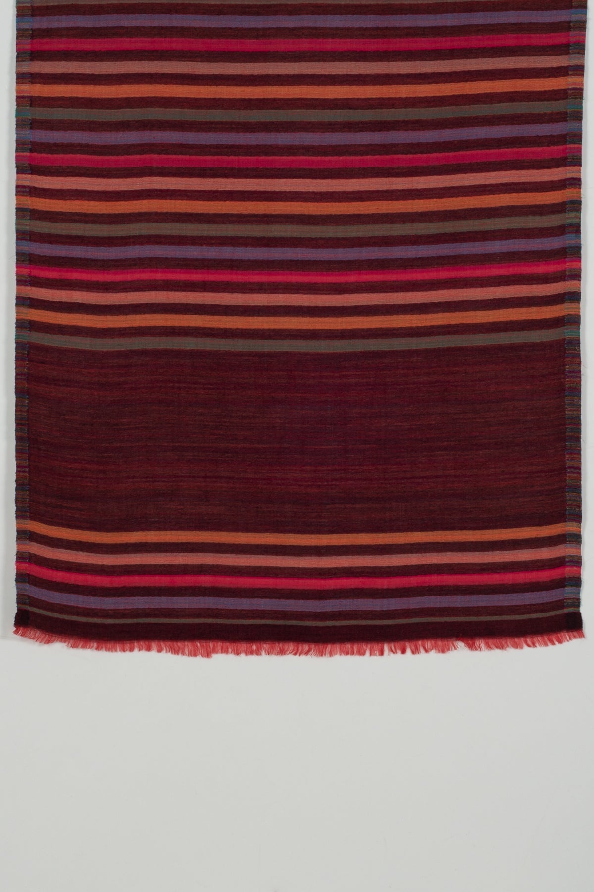 Vivid Stripes Reversible Wool Scarf in Brown