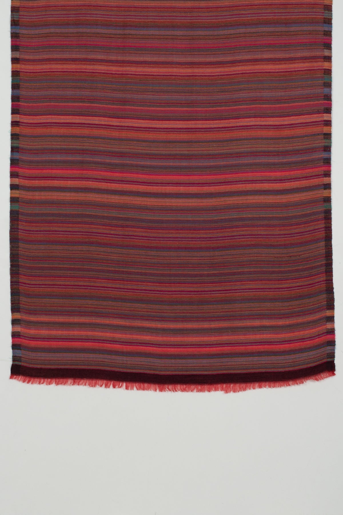 Vivid Stripes Reversible Wool Scarf in Brown