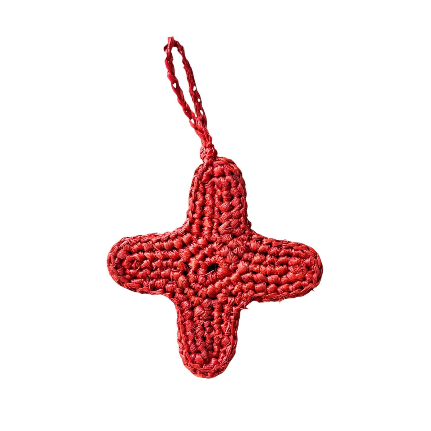 Red Star Raffia Keyring