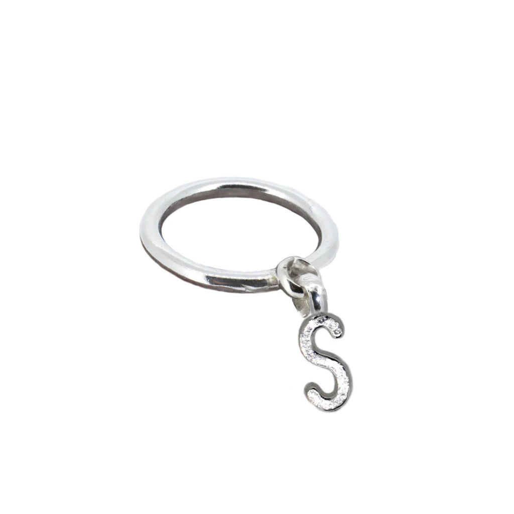 Personalised Alphabet Dangle Ring in Sterling Silver