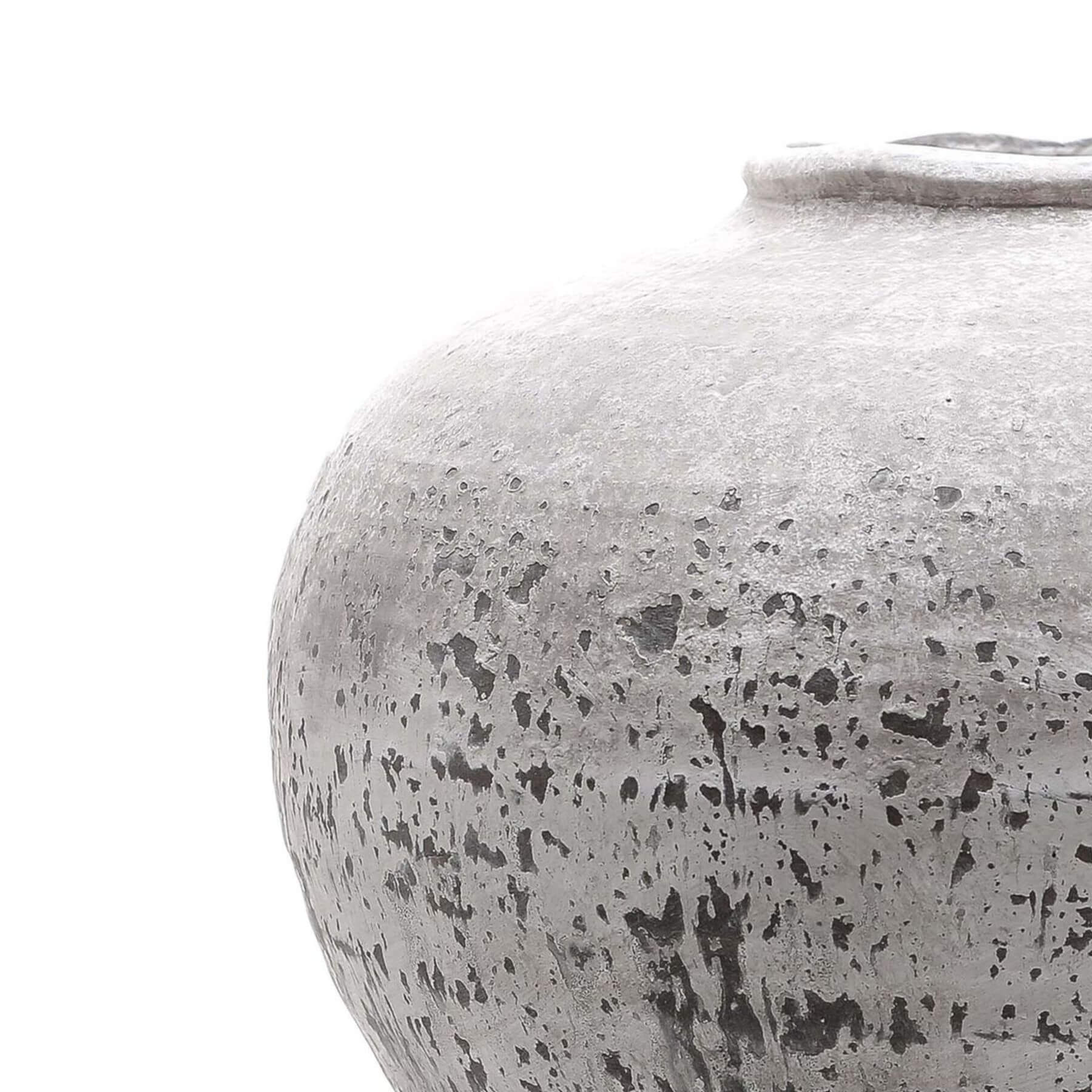 Handcrafted ceramic vase with stone texture in neutral gray-beige, 26cm tall, for modern or rustic home decor. by Sostter at brixbailey.com