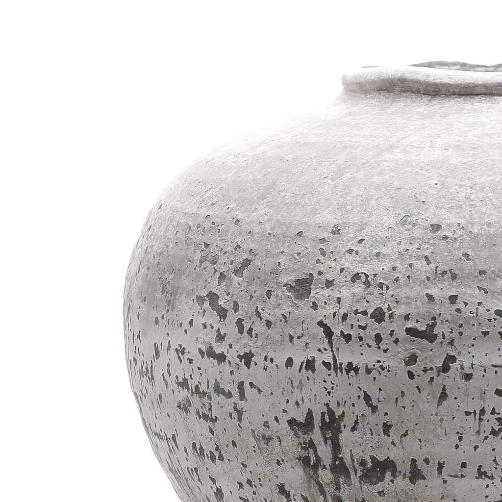 Large stone ceramic vase with matte finish, 35cm wide, neutral color for modern or rustic decor, ideal for floral arrangements. by Sostter at brixbailey.com