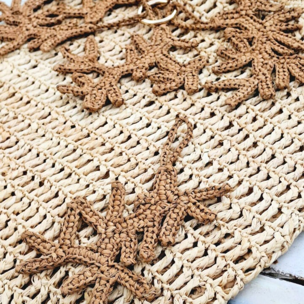 Raffia Coral Keyring Hand Crocheted