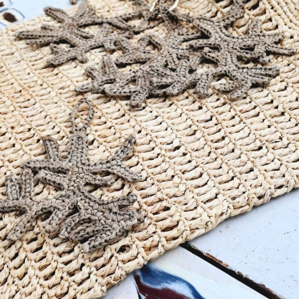 Raffia Coral Keyring Hand Crocheted