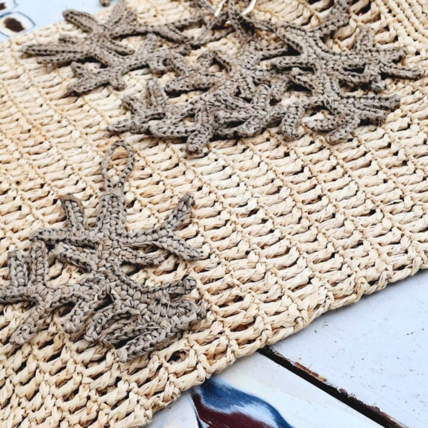 Raffia Coral Keyring Hand Crocheted