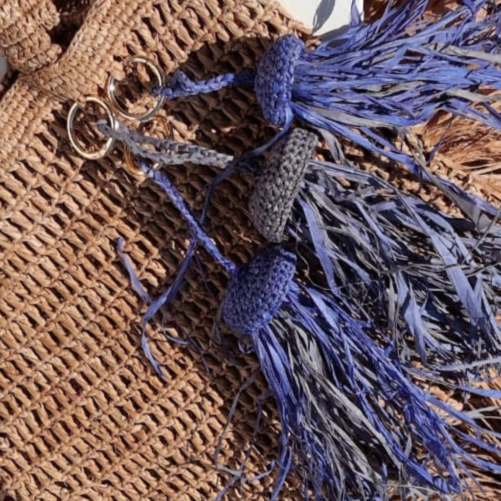 Hand Crocheted Jellyfish Raffia Keyring