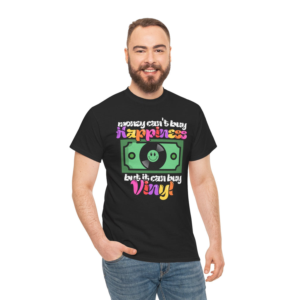 Money Can't Buy Happiness Men's Vinyl Record T-Shirt