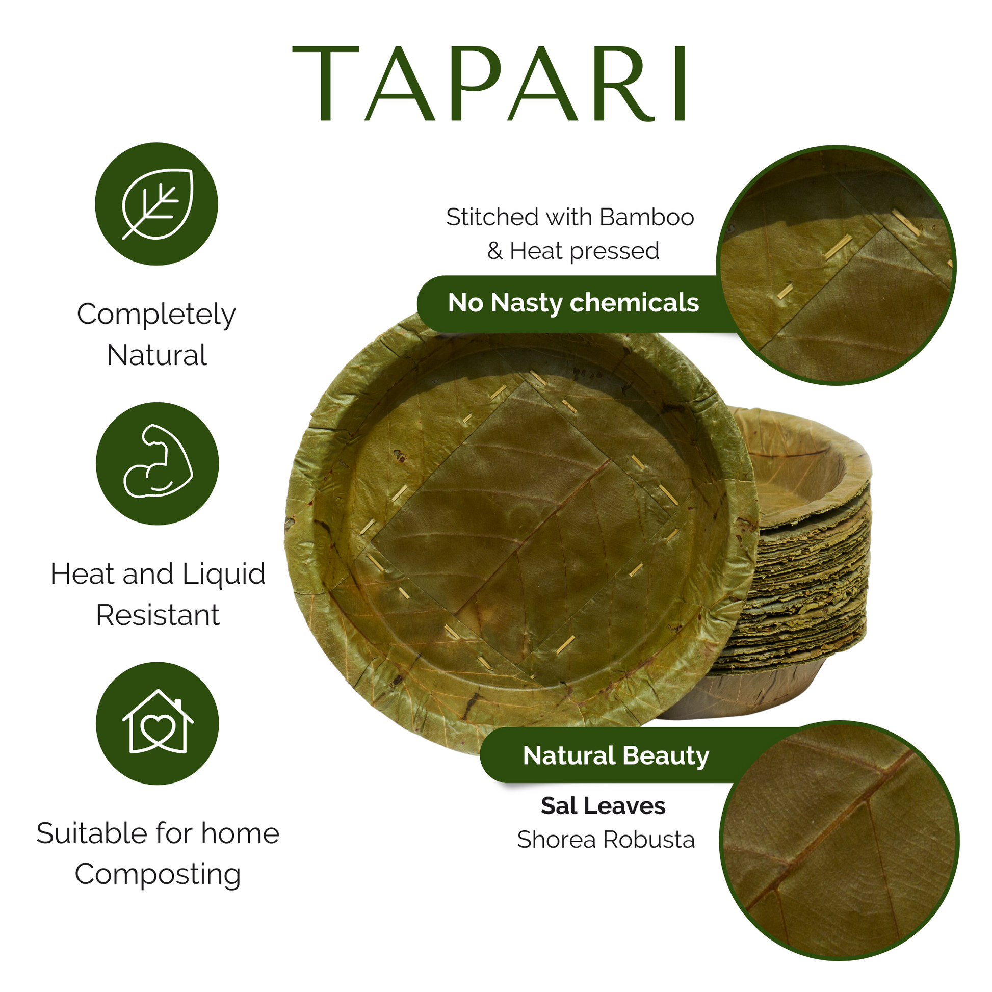 Large Sal Leaf Plates 23cm Diameter