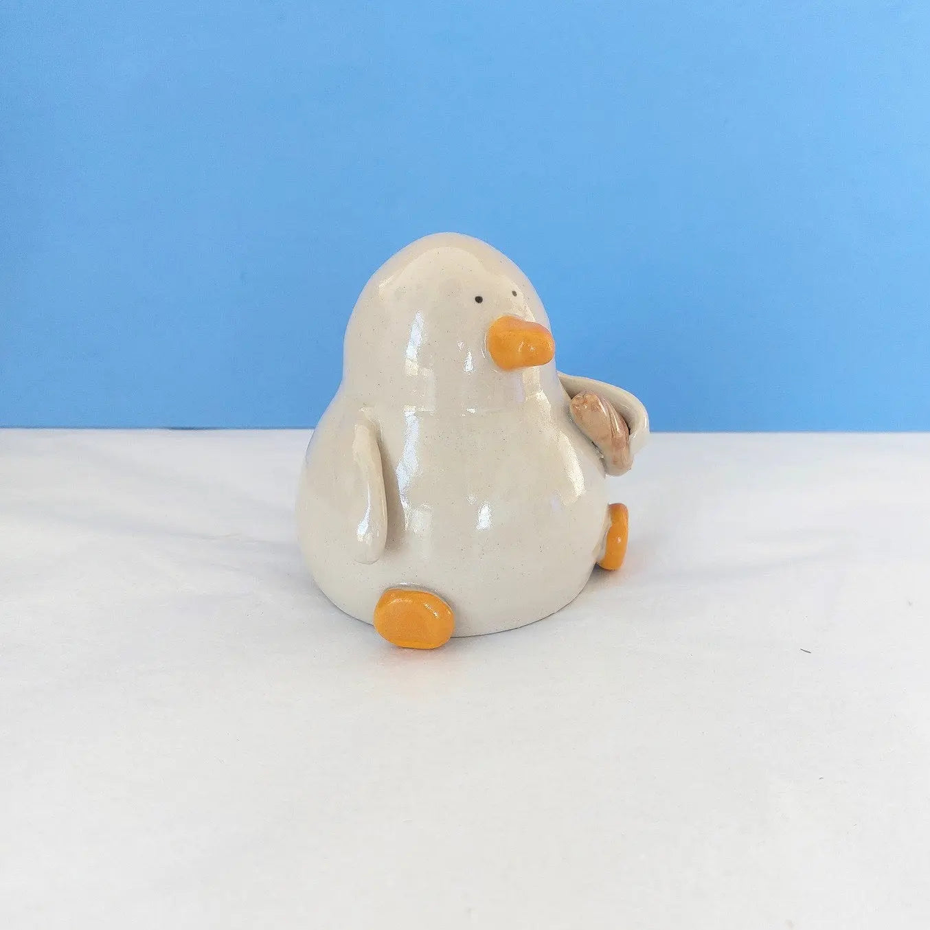 Ed with the Bread Ceramic Duck Ornament