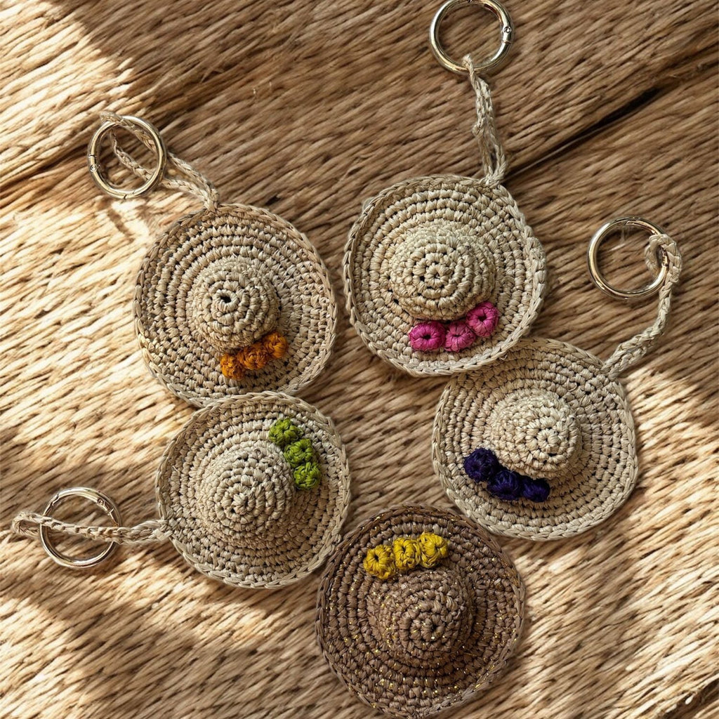Mini Raffia Hat Keyring