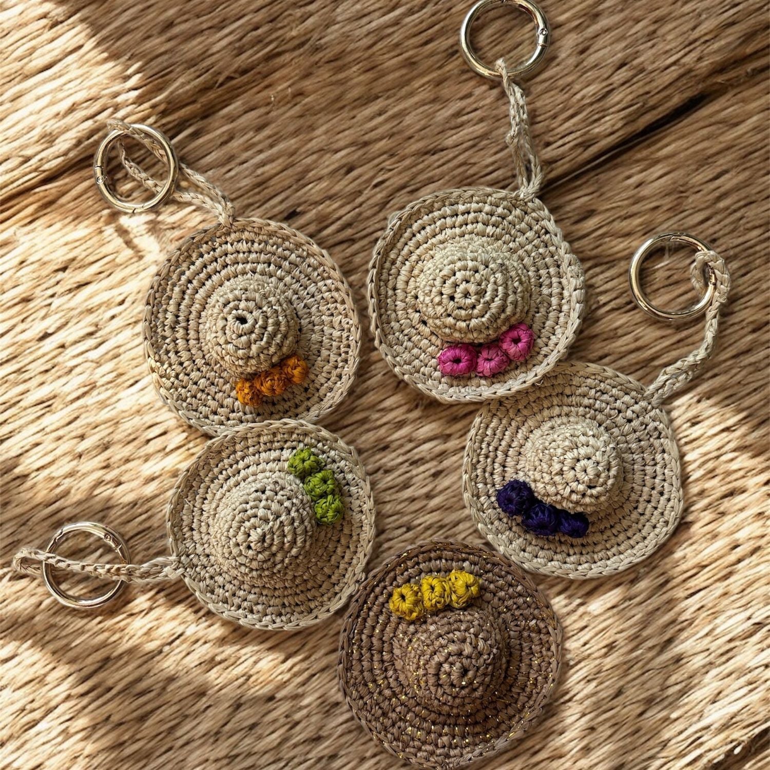 Mini Raffia Hat Keyring