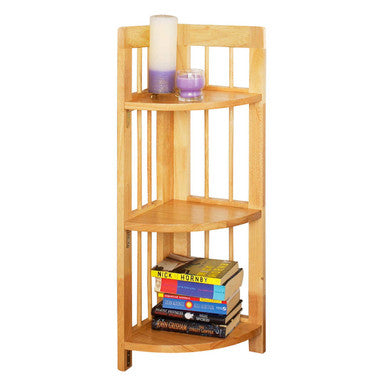 3 Tier Tropical Wood Corner Shelf Unit