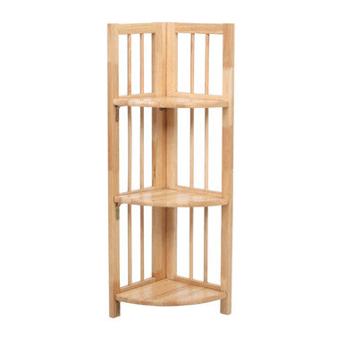 3 Tier Tropical Wood Corner Shelf Unit