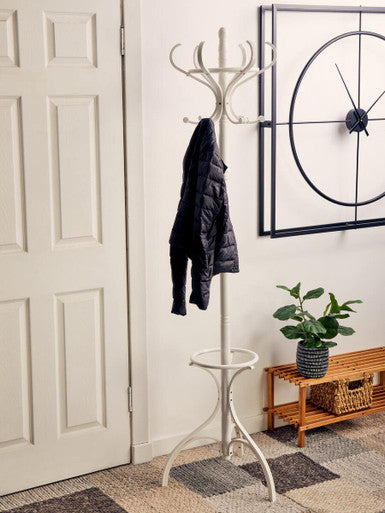 White Floor Standing Coat Stand 184cm