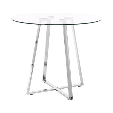 Round Glass Top Dining Table with Steel Frame