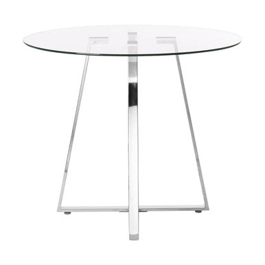 Round Glass Top Dining Table with Steel Frame