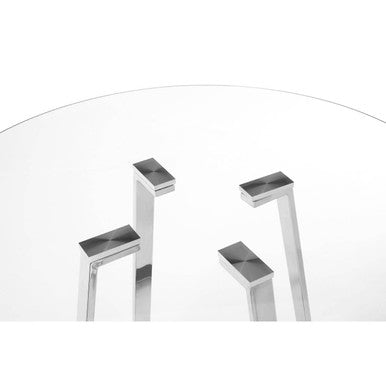 Round Glass Top Dining Table with Steel Frame