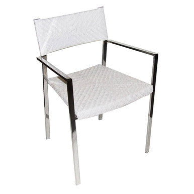 Set of Two White Raffia Dining Chairs