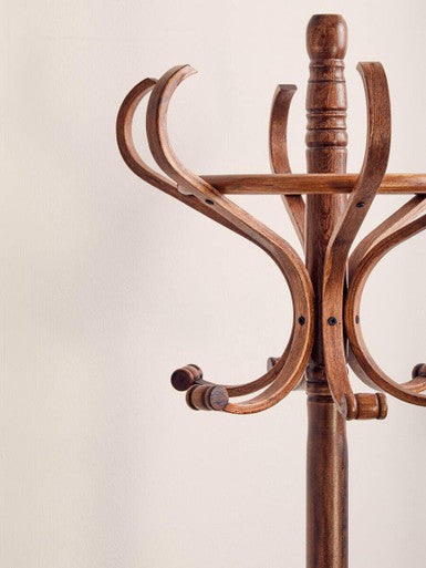 Walnut Finish Solid Birchwood Coat Stand