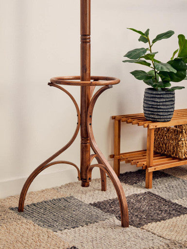 Walnut Finish Solid Birchwood Coat Stand
