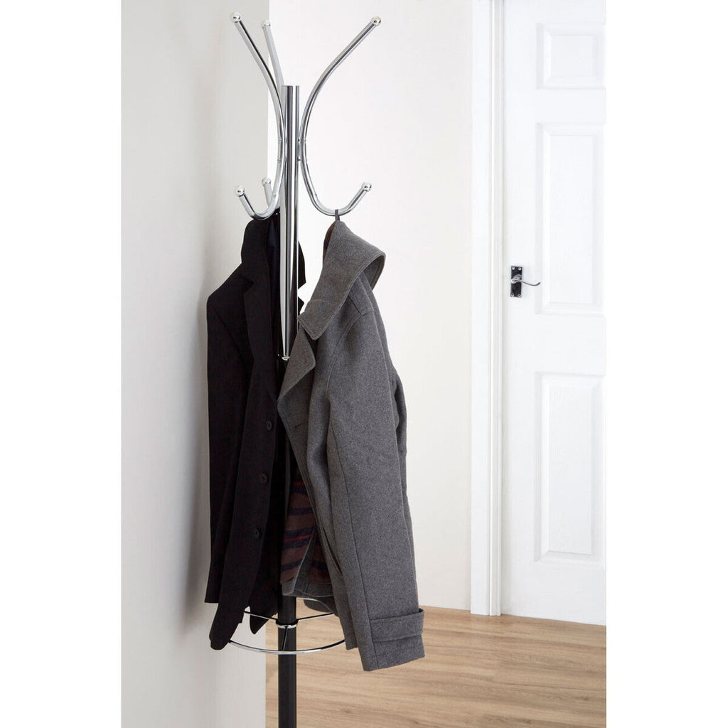 Black and Chrome Floor Standing Coat Stand