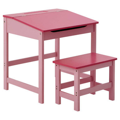 Pink Children's Desk and Stool Set