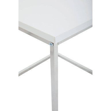 Matte White Nest of 3 Tables with Chrome Frame