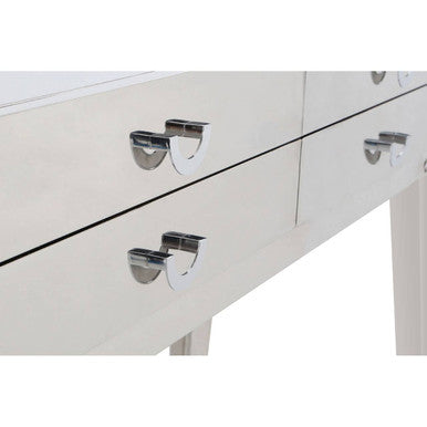 Silver Stainless Steel Console Table with 4 Storage Drawers