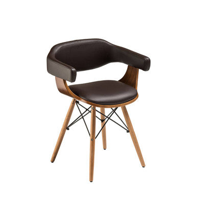 Brown Leather Effect and Beech Wood Sling Chair
