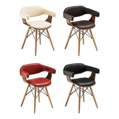 Brown Leather Effect and Beech Wood Sling Chair