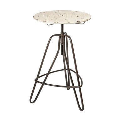 Cream Metal Adjustable Bar Table with Black Distressed Hairpin Legs