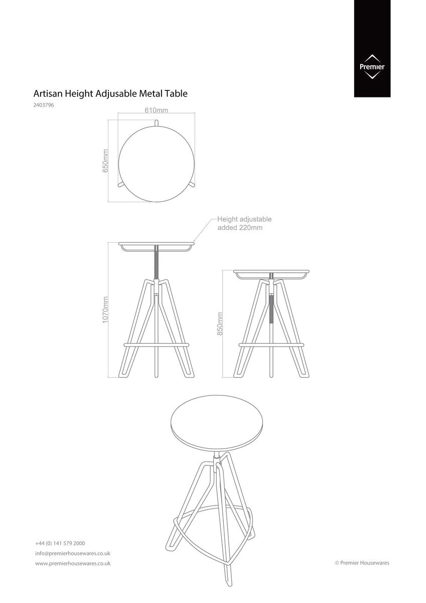 Cream Metal Adjustable Bar Table with Black Distressed Hairpin Legs